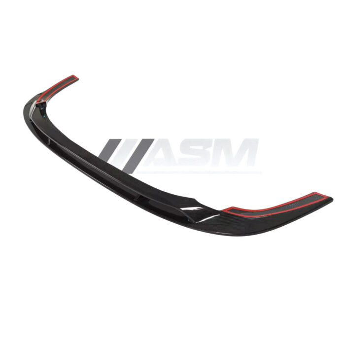Side Angle View Of Audi Rs3 8Y Saloon Pre-Preg Carbon Fibre Front Splitter – Asm Performance Bumper Lip Spoiler