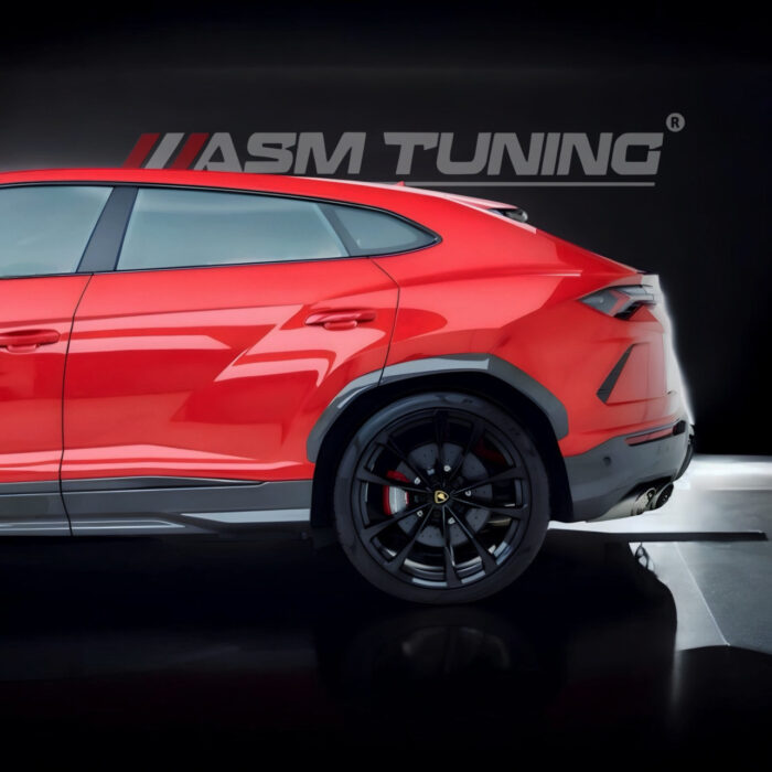 Side Angle View Of Lamborghini Urus Pre-Preg Carbon Fibre Arch Extensions – Asm Performance Widebody Upgrade