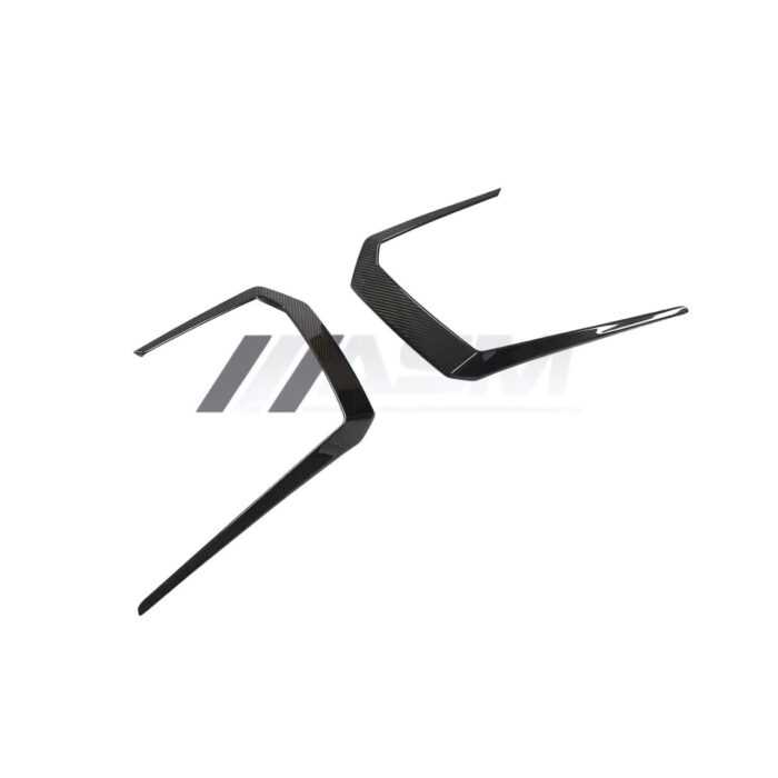 Side Angle View Of Lamborghini Urus Pre-Preg Carbon Fibre Front Bumper Canards – Asm Tuning Premium Aero Styling