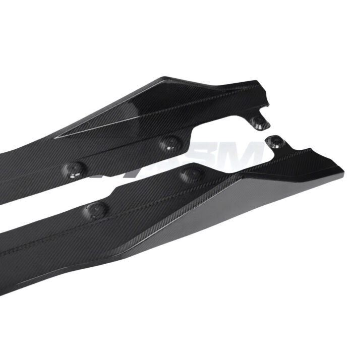 Close-Up Of Bmw G42 2 Series Carbon Fibre Side Skirts Gloss-Finish Rocker Extensions For Aerodynamic Upgrade