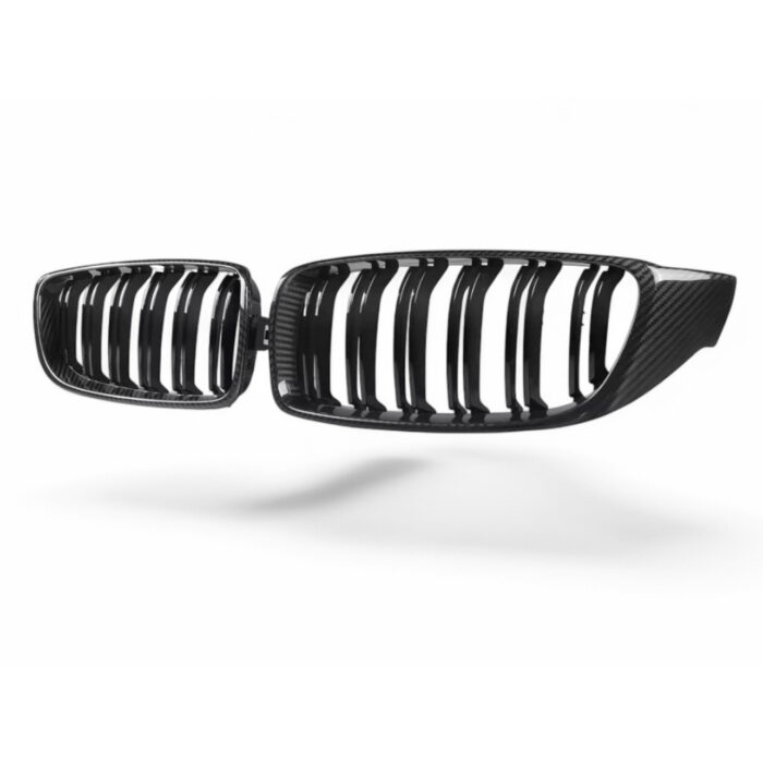 Carbon Fibre Double Slat Kidney Front Grilles For Bmw M3 F80/F81 Oem-Fit Gloss-Finish Upgrade With Aggressive M Styling