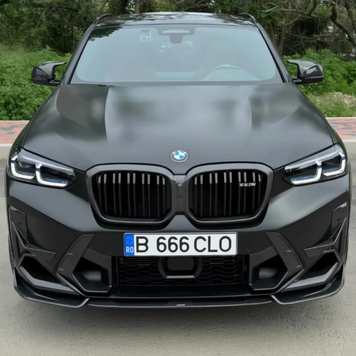 Bmw X3M X4M Lci Carbon Fibre Induction Trims Installed – Front View Showcasing Pre-Preg Air Inlet Covers For Aggressive Styling And Airflow