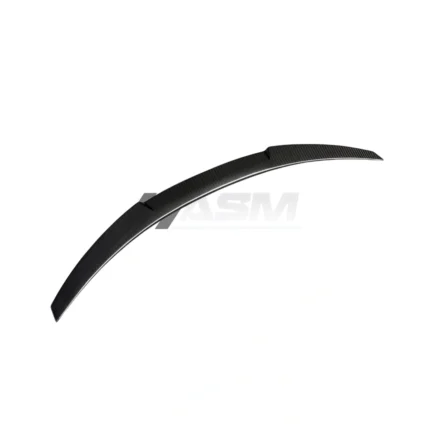 Top view of BMW M3 G80/G20 V Style rear spoiler made from pre-preg carbon fibre, showcasing sleek high-kick trunk lip design