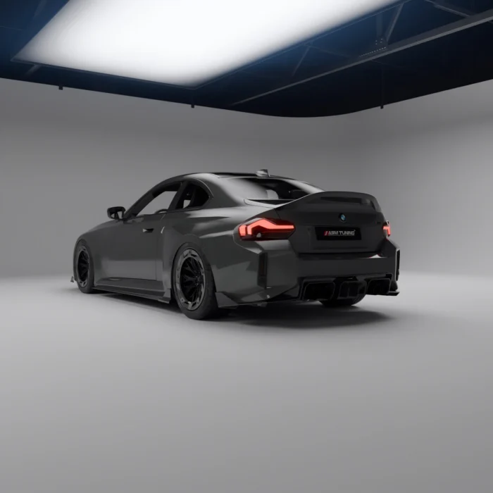 Bmw G87 M2 Showcasing Rear Diffuser From Right Rear Angle