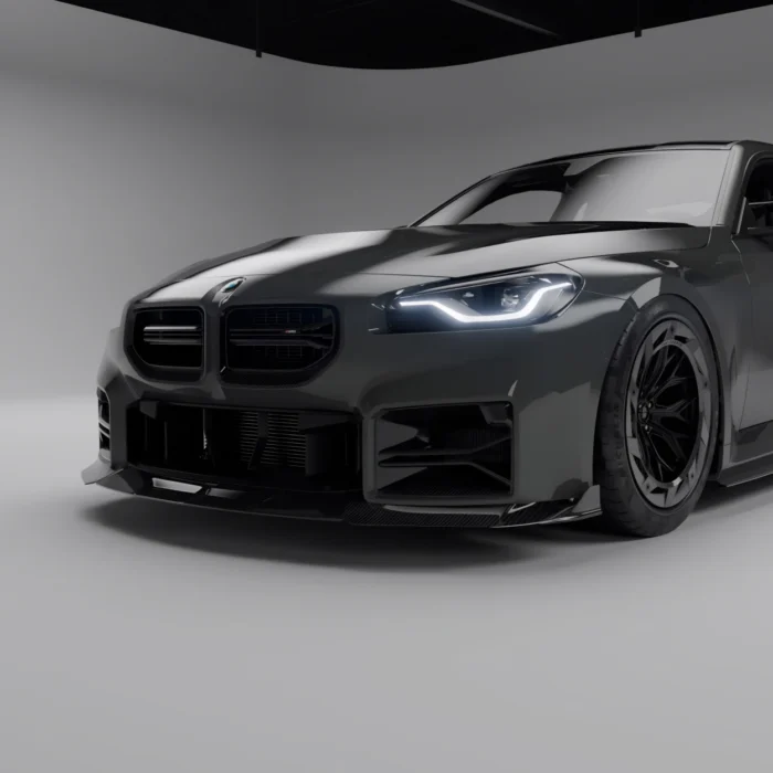 Bmw G87 M2 Carbon Fibre Front Splitter – 3/4 View Showcasing Asm Design Aero Lip