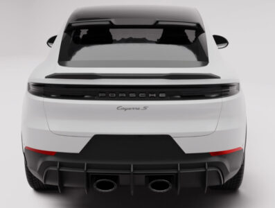 Full rear view of Porsche Cayenne Turbo GT showing the carbon rear middle spoiler – ASM Design