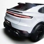 Angled view of dry carbon rear diffuser for Porsche Cayenne Turbo GT Coupé
