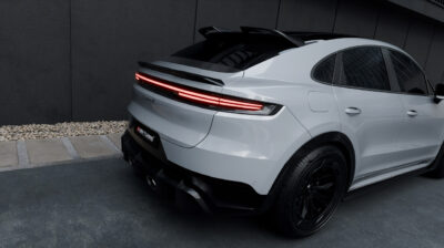 Full rear view of Porsche Cayenne Turbo GT showing carbon fibre rear diffuser – ASM Design