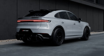 Lower angle view of dry carbon rear diffuser for Porsche Cayenne Turbo GT – ASM Design